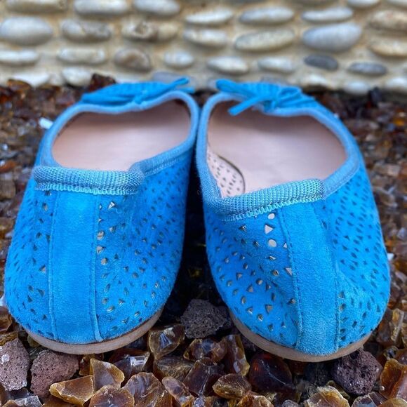 M Gemi Marine Blue Leather Suede Open Weave Ballet Flats. Size 39.5 (8.5) EUC! - Picture 9 of 10